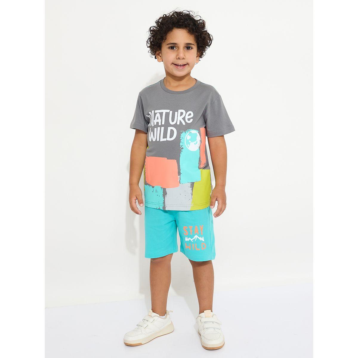 Victor and Jane X Styli  Nature Wild Graphic T-Shirt & Shorts Set-boys-clothing-setsandcoords-image-3