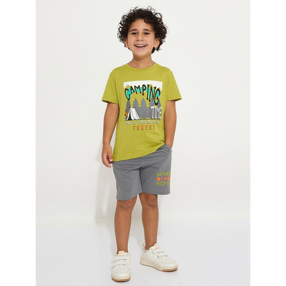 Victor and Jane X Styli  Camping Time Graphic T-Shirt & Shorts Set-boys-clothing-setsandcoords-image-1