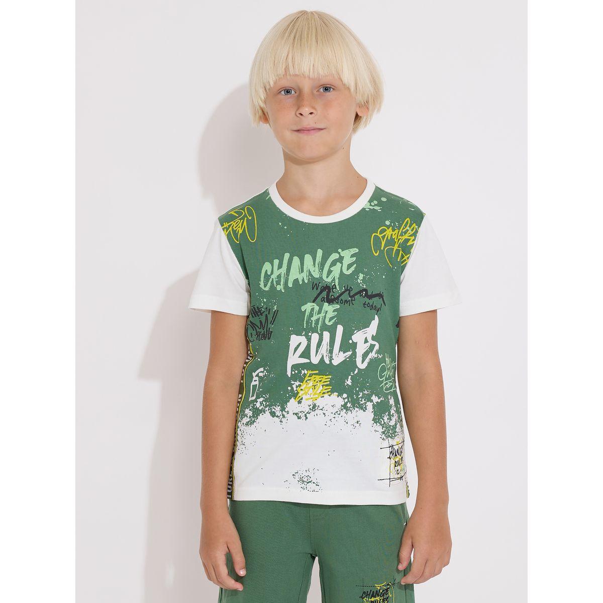 Victor and Jane X Styli  Slogan Print Cotton T-Shirt & Shorts Set-boys-clothing-setsandcoords-image-3