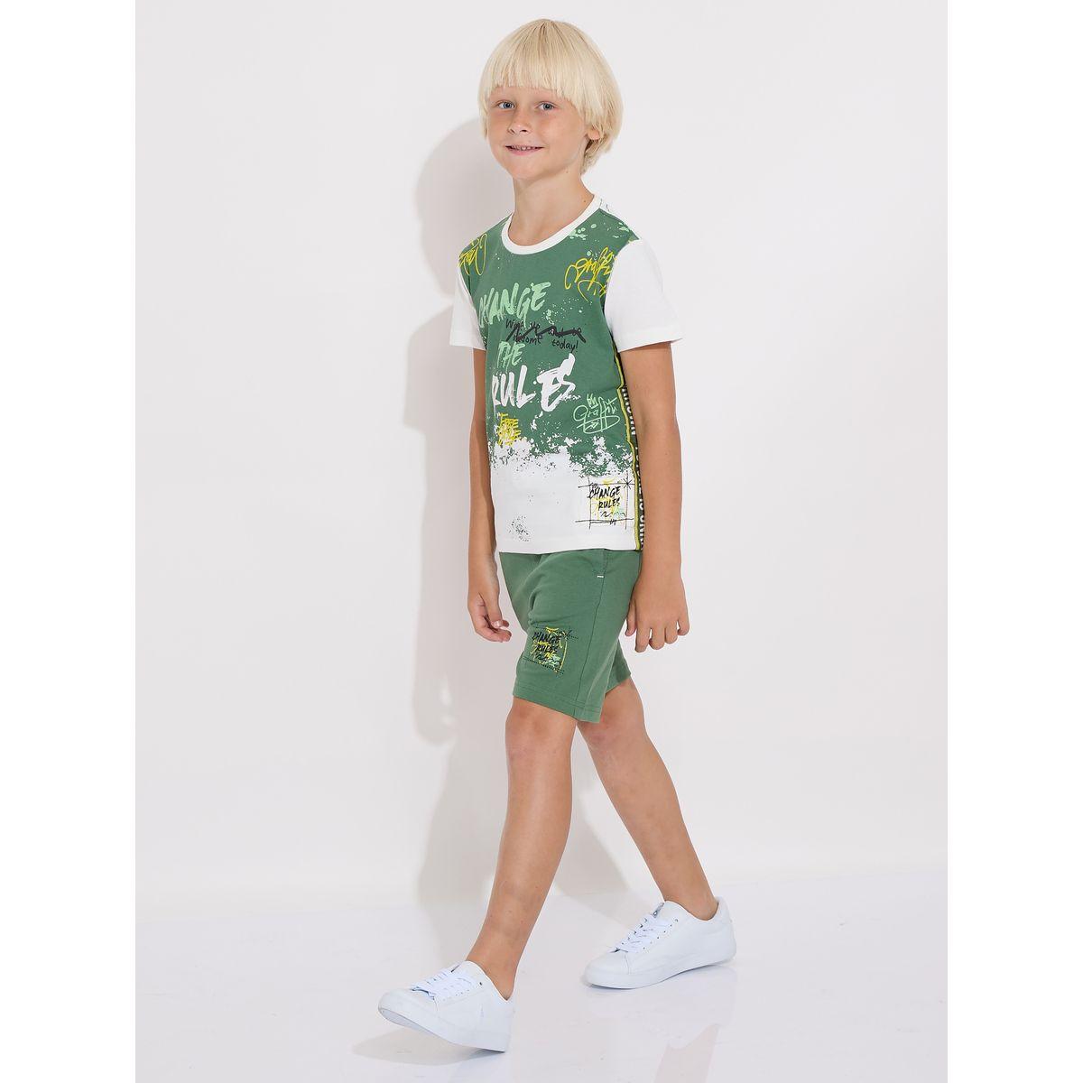 Victor and Jane X Styli  Slogan Print Cotton T-Shirt & Shorts Set-boys-clothing-setsandcoords-image-5
