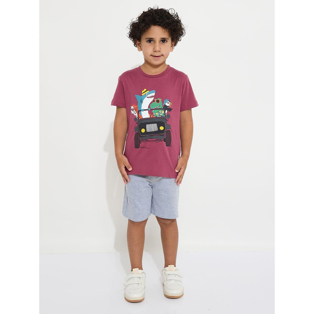 Victor and Jane X Styli  Animal Car Graphic Print T-Shirt & Shorts Set-boys-clothing-setsandcoords-image-2