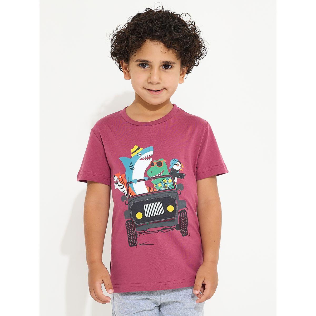 Victor and Jane X Styli  Animal Car Graphic Print T-Shirt & Shorts Set-boys-clothing-setsandcoords-image-3