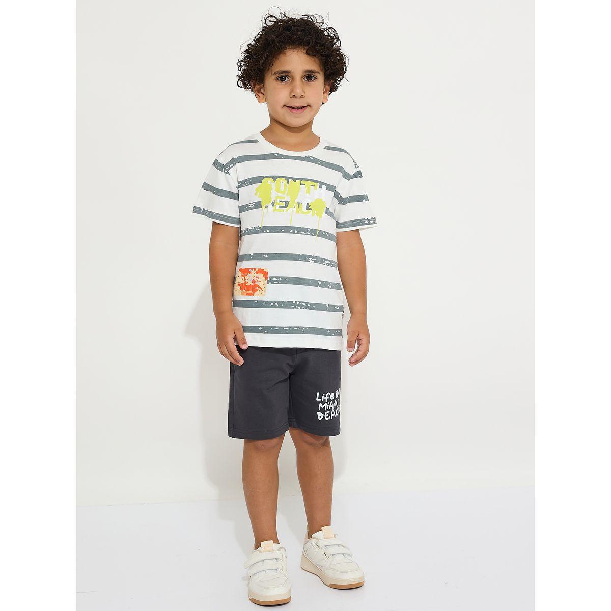 Victor and Jane X Styli  Striped Round Neck T-Shirt & Shorts Set-boys-clothing-setsandcoords-image-2