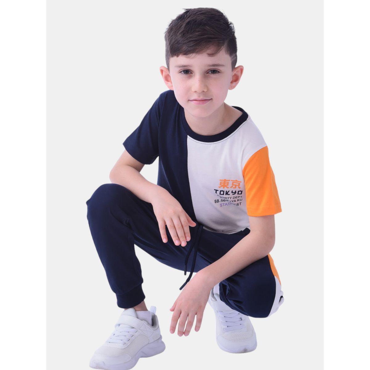 مجموعة من جوغر وتيشيرت بنمط كتل الالوان فيكتور آند جين × ستايلي-boys-clothing-setsandcoords-image-2