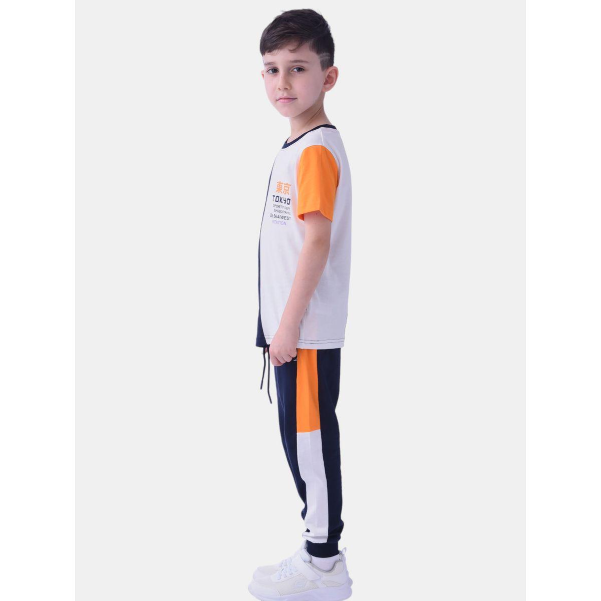 مجموعة من جوغر وتيشيرت بنمط كتل الالوان فيكتور آند جين × ستايلي-boys-clothing-setsandcoords-image-3