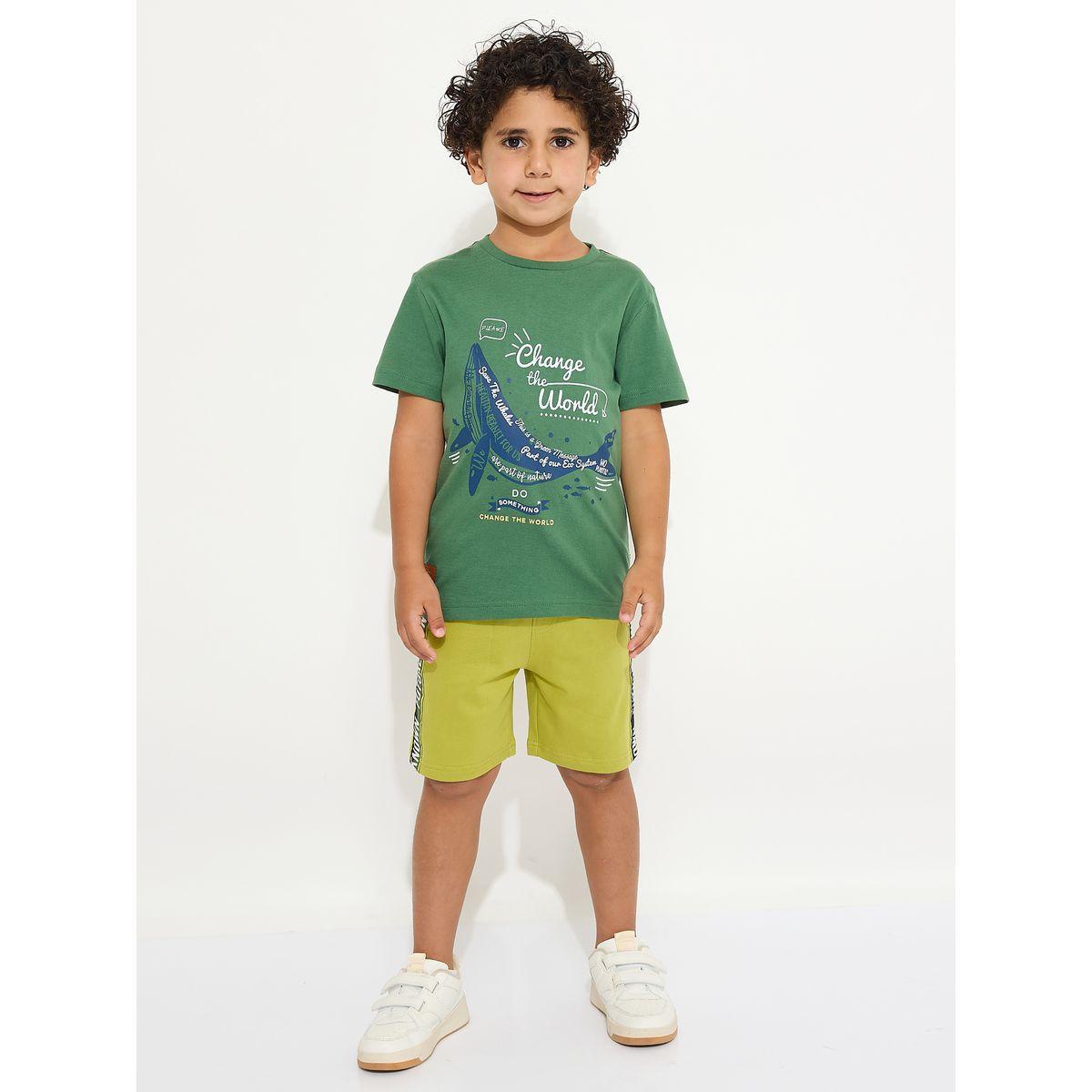 Victor and Jane X Styli  Front Graphic Cotton T-Shirt & Shorts Set-boys-clothing-setsandcoords-image-3
