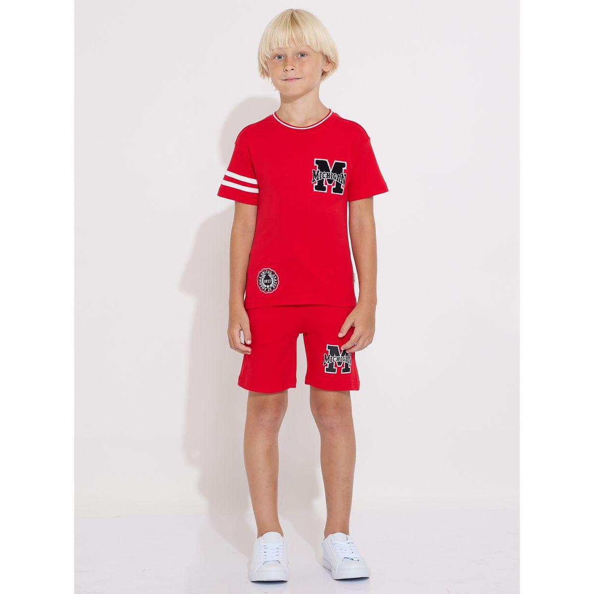 Victor and Jane X Styli  Embroidered Patch T-Shirt & Shorts Set-boys-clothing-setsandcoords-image-1