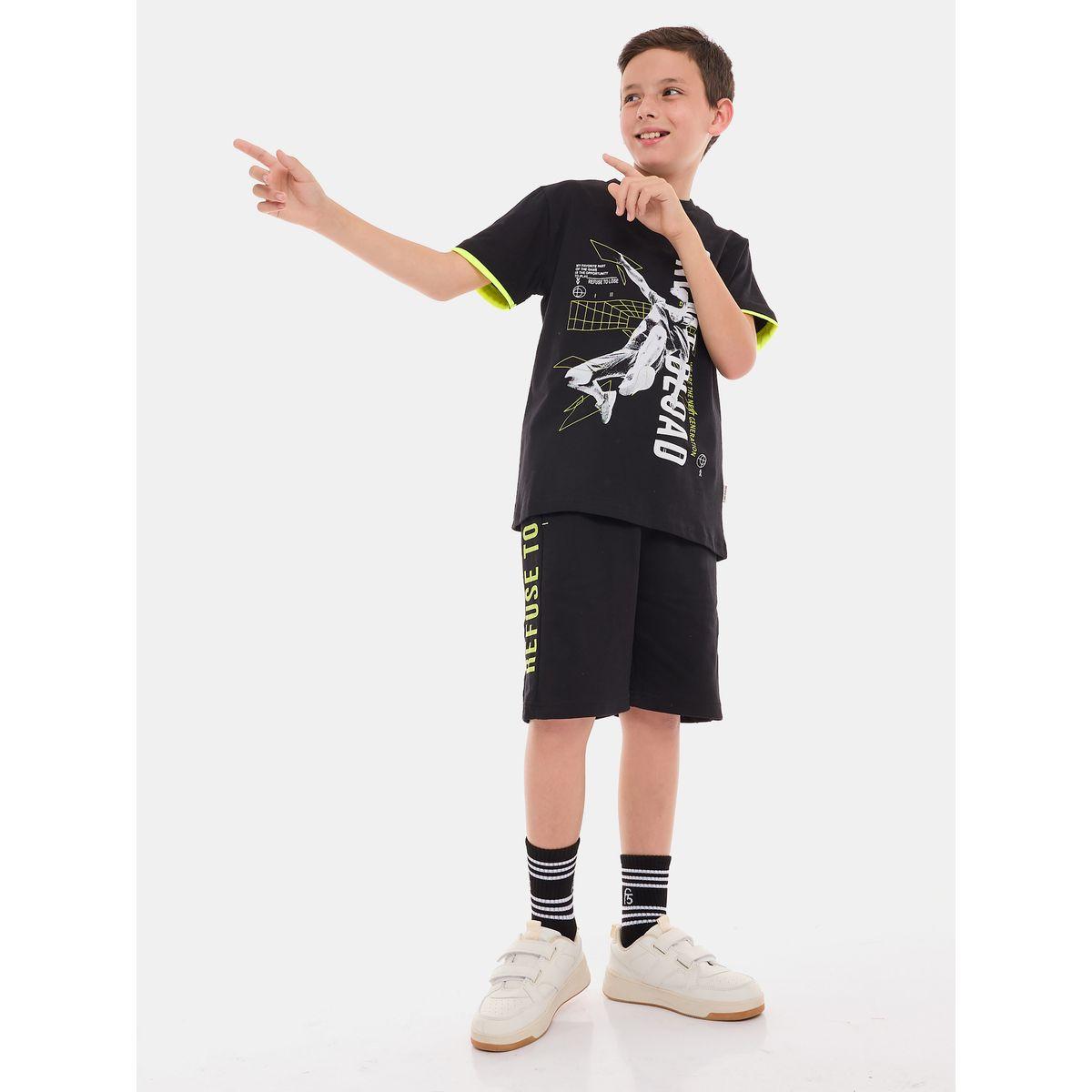Victor and Jane X Styli  Graphic Print Cotton T-Shirt & Shorts Set-boys-clothing-setsandcoords-image-1