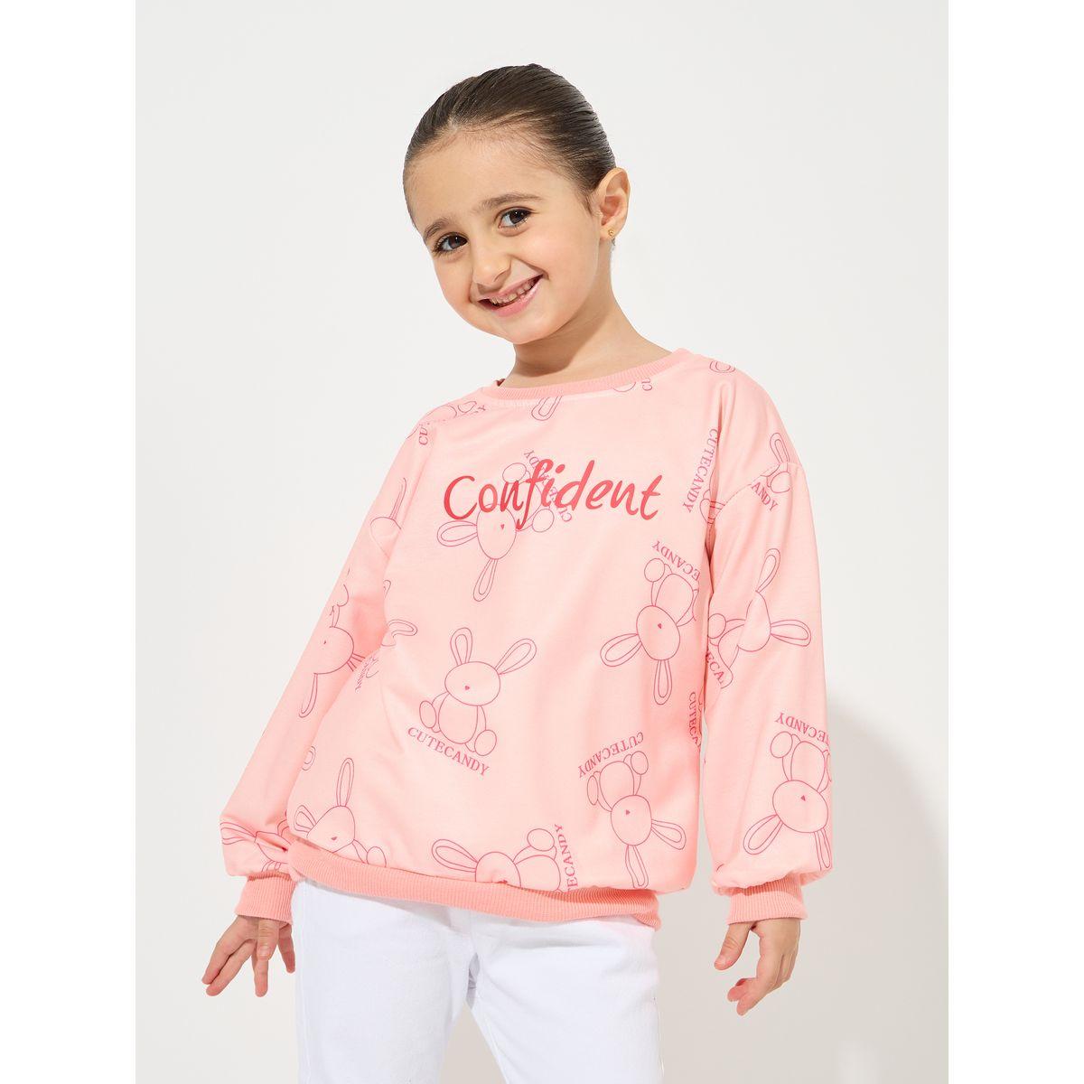 Styli Bear Print Cotton Lightweight Sweatshirt-baby-girls-clothing-sweatshirts-image-1