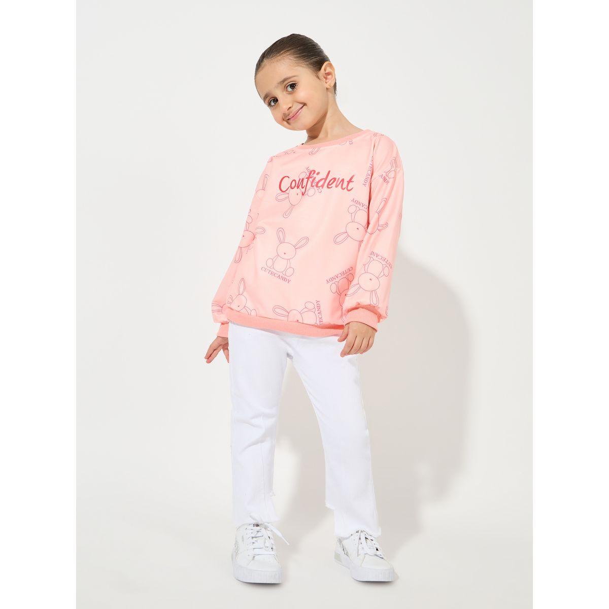 Styli Bear Print Cotton Lightweight Sweatshirt-baby-girls-clothing-sweatshirts-image-2
