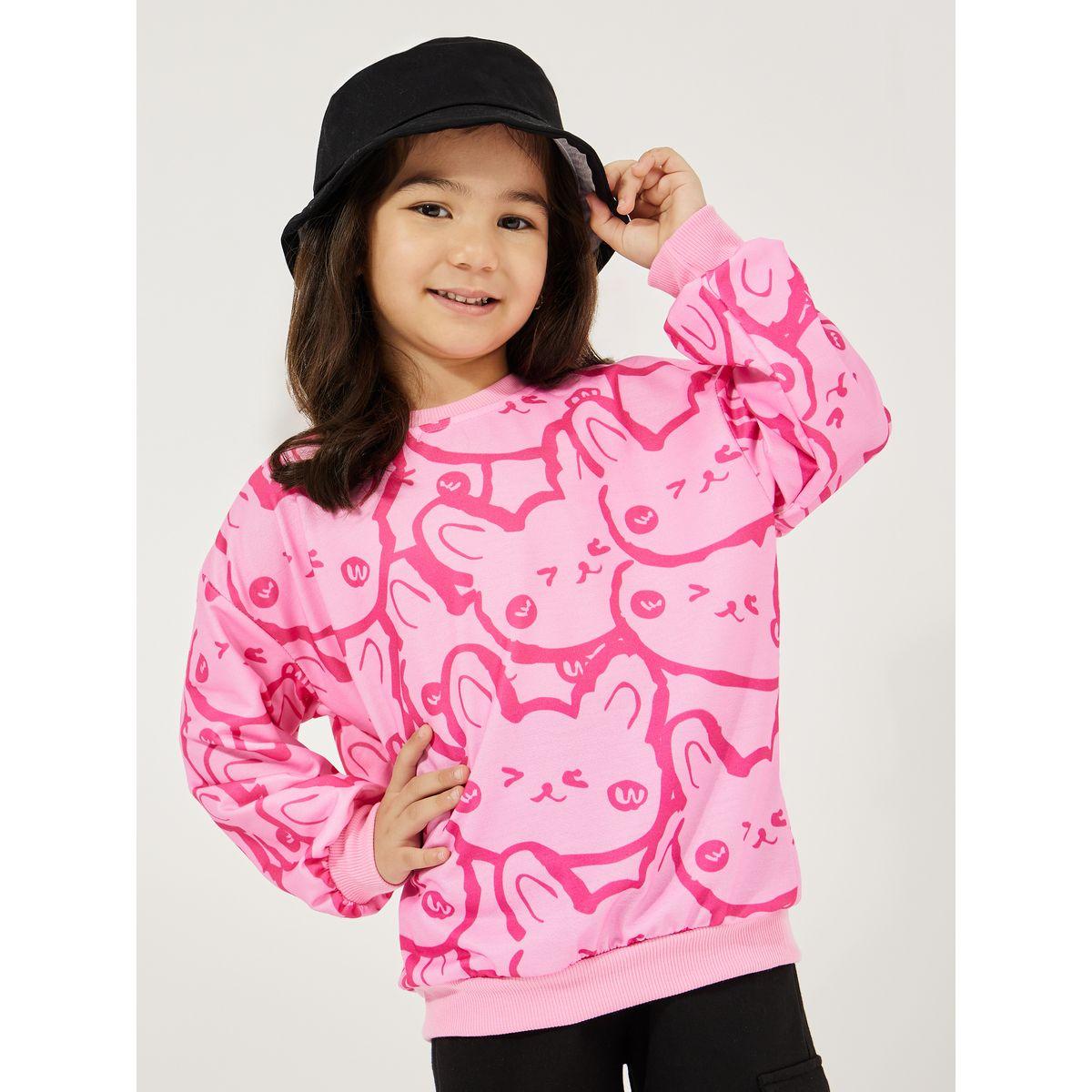 Styli Bear Graphic Print Lightweight Sweatshirt-baby-girls-clothing-sweatshirts-image-1