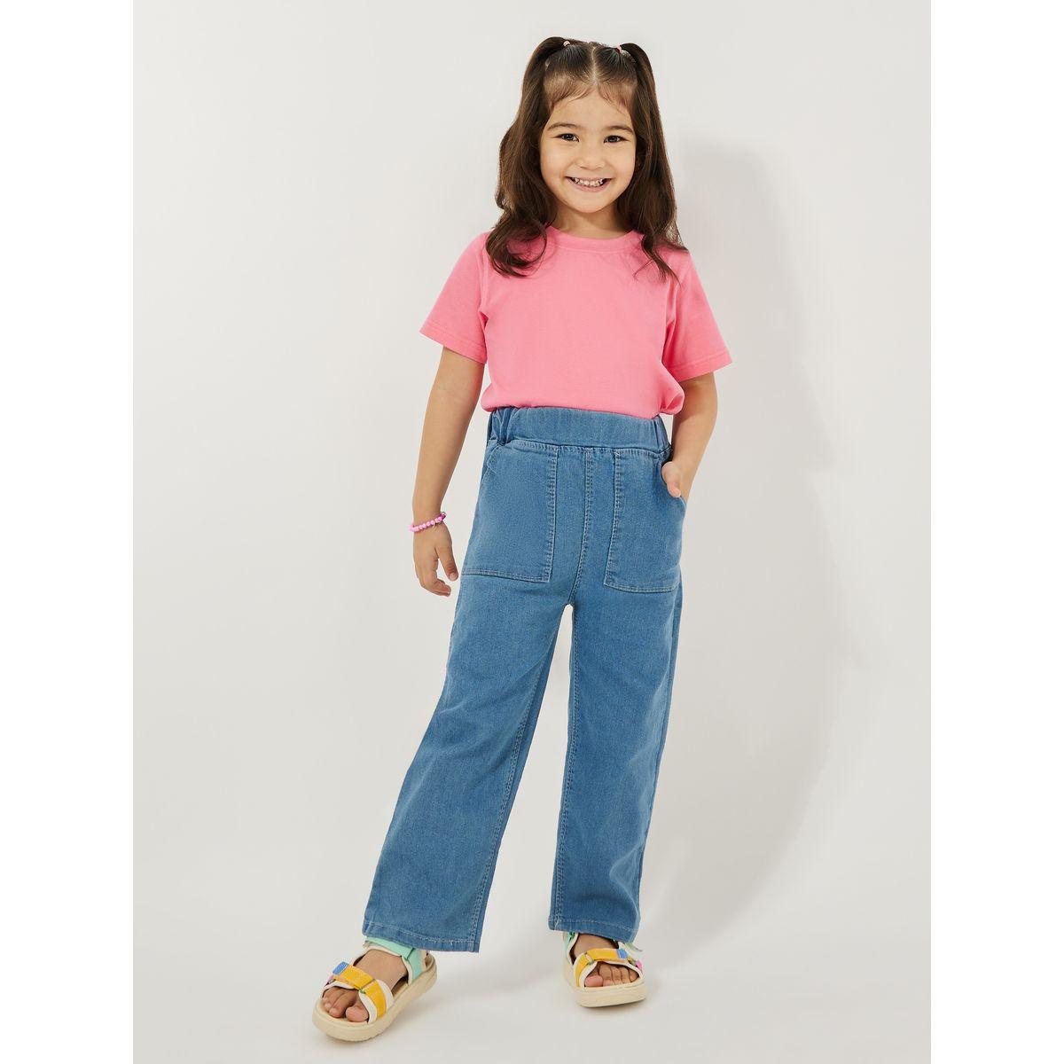 جينز بارجل واسعة مع جيوب بتصميم مربع-girls-clothing-bottoms-jeansandjeggings-image-2