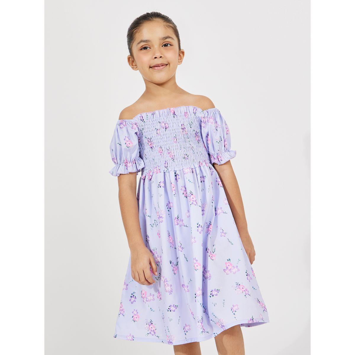فستان بطبعة فويل وتفاصيل مزمومة-girls-clothing-dressesandjumpsuits-image-2