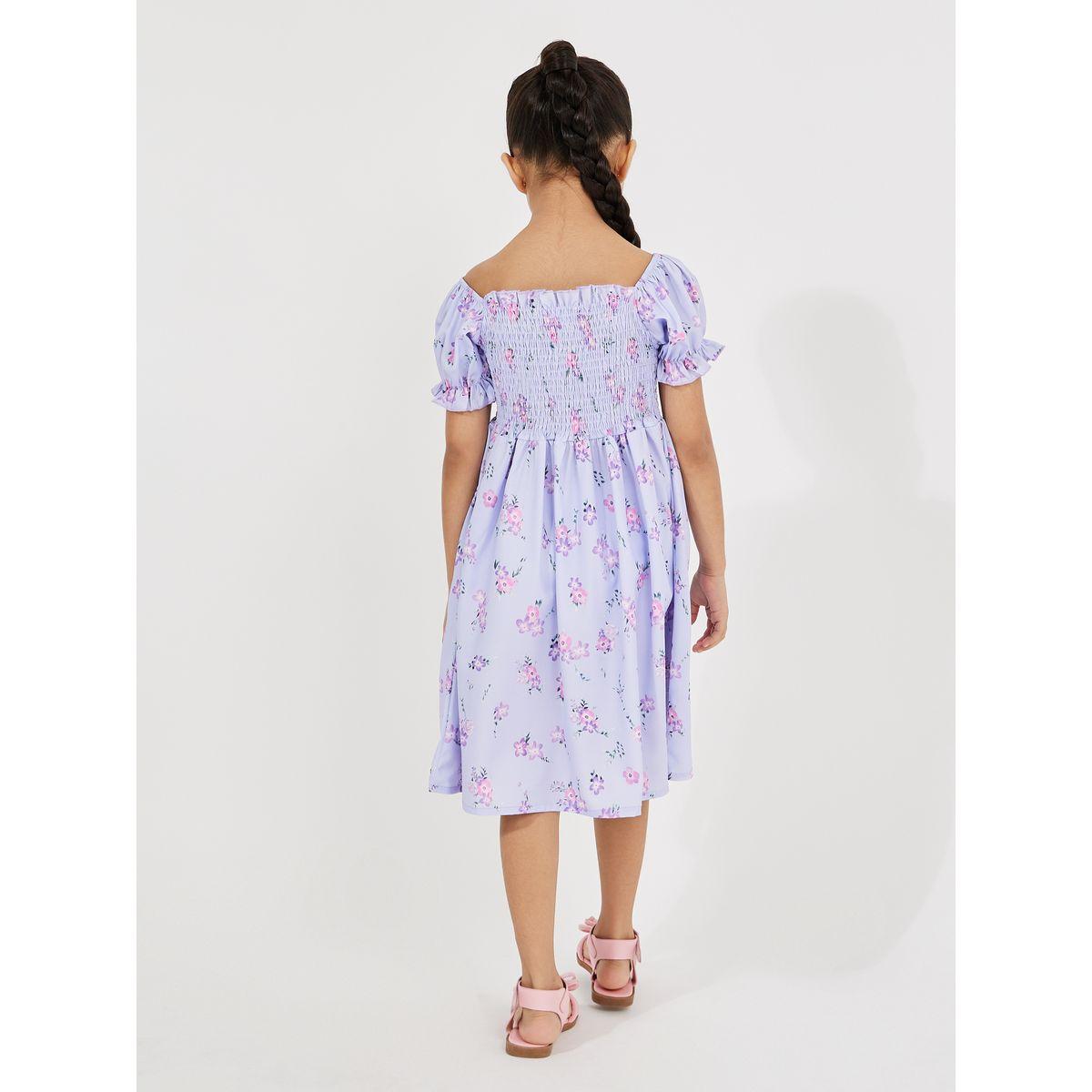فستان بطبعة فويل وتفاصيل مزمومة-girls-clothing-dressesandjumpsuits-image-4