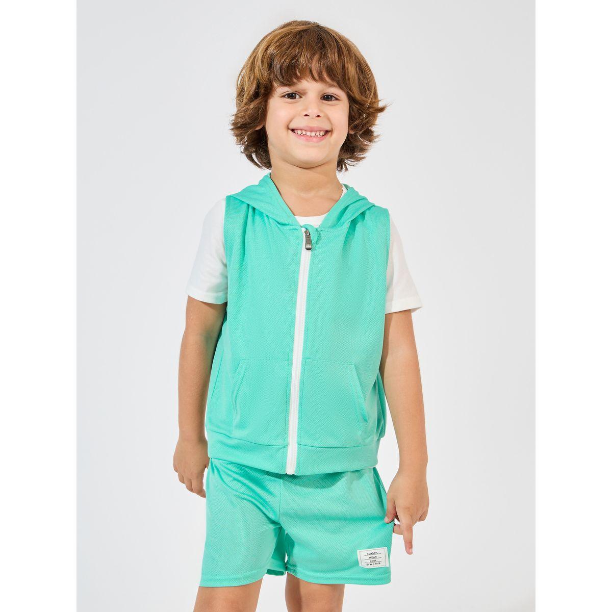 مجموعة من 3 - شورت وفيست مع تيشيرت سادة-boys-clothing-setsandcoords-image-2