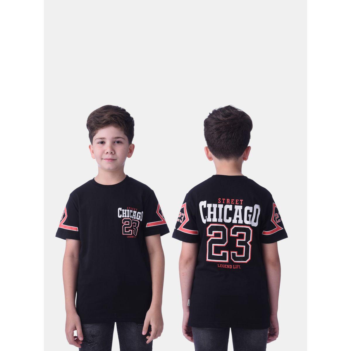 تيشيرت مطبع بطبعة كتابة مع ياقة دائرية فيكتور آند جين × ستايلي-boys-clothing-tshirtsandpolos-image-1