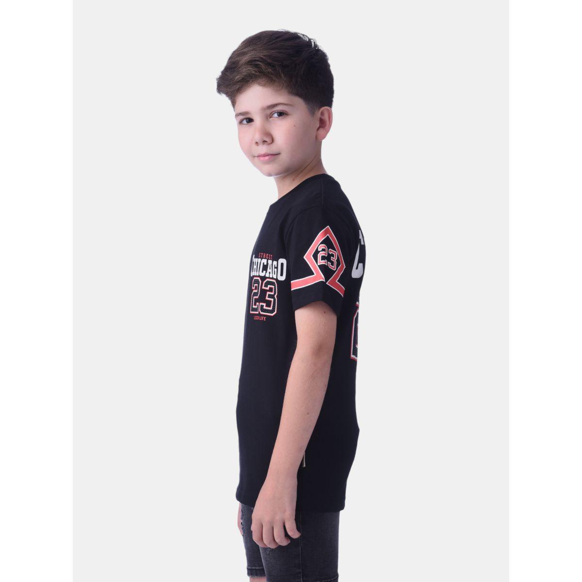 تيشيرت مطبع بطبعة كتابة مع ياقة دائرية فيكتور آند جين × ستايلي-boys-clothing-tshirtsandpolos-image-4
