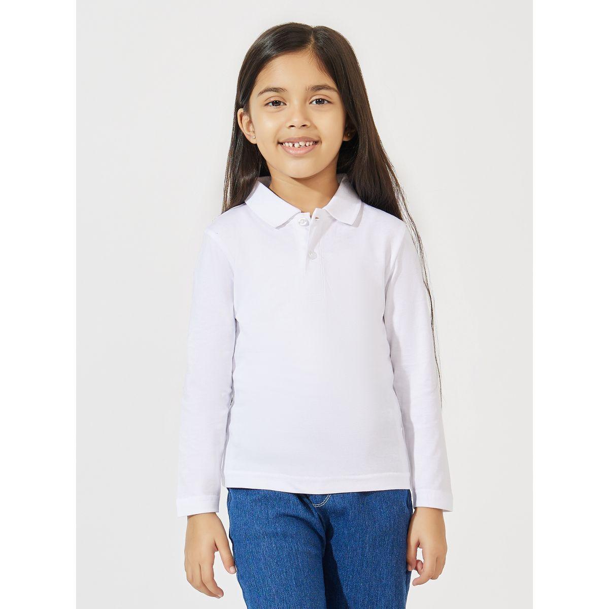Styli Solid Polo T-Shirt with Full Sleeves-girls-clothing-tshirts-image-1