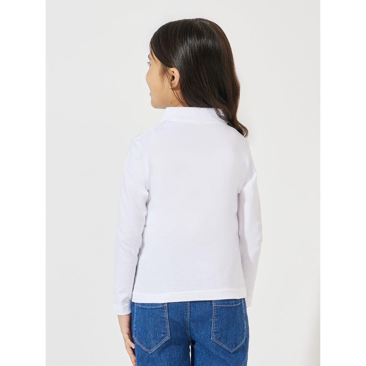 تيشيرت سادة بياقة بولو وأكمام طويلة-girls-clothing-tshirts-image-4