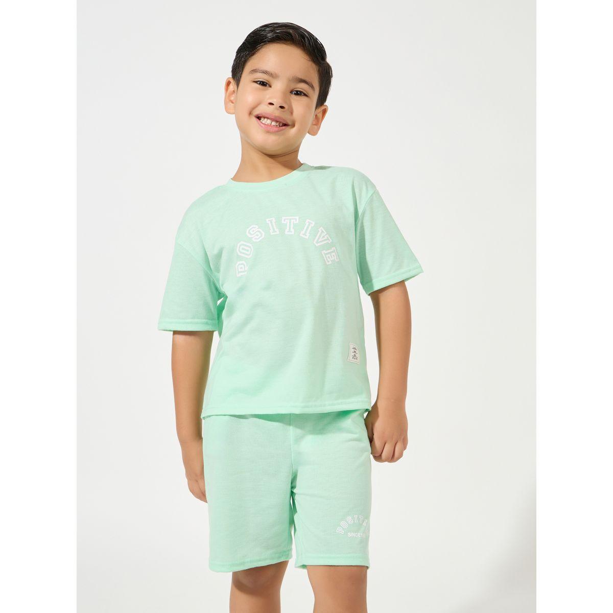 مجموعة من شورت مع تيشيرت مطبع بكتابة-boys-clothing-setsandcoords-image-2