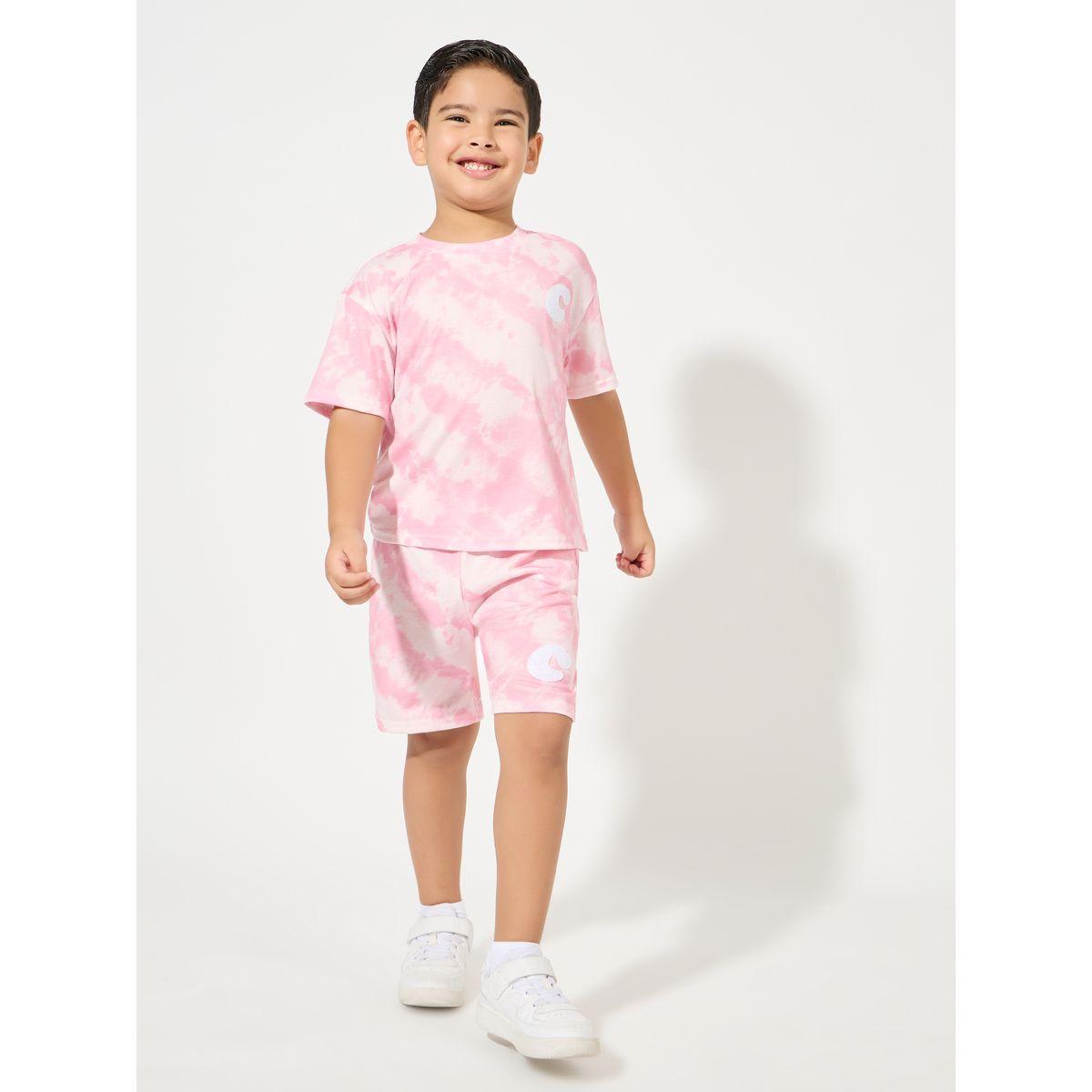 Styli Tie & Dye Print Patch T-Shirt & Shorts Set-boys-clothing-setsandcoords-image-1