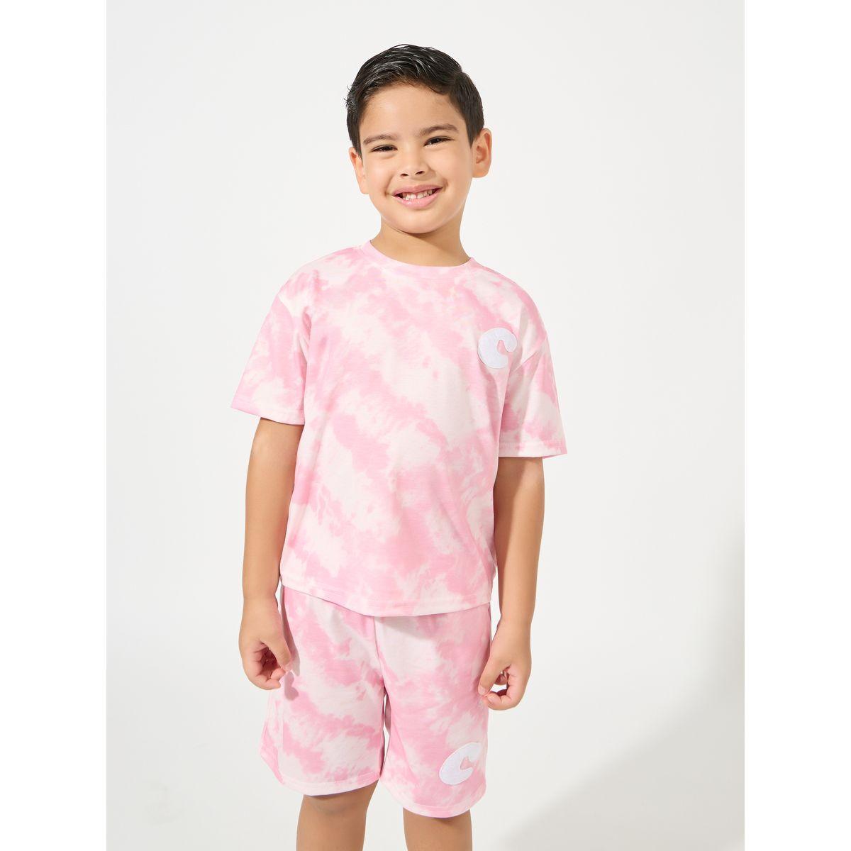 Styli Tie & Dye Print Patch T-Shirt & Shorts Set-boys-clothing-setsandcoords-image-2