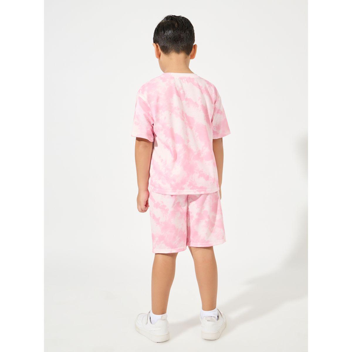 مجموعة من شورت مع تيشيرت بطبعة تاي داي-boys-clothing-setsandcoords-image-4