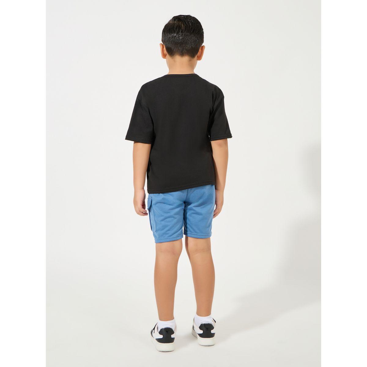 Styli Slogan Print T-Shirt & Cargo Shorts Set-boys-clothing-setsandcoords-image-4
