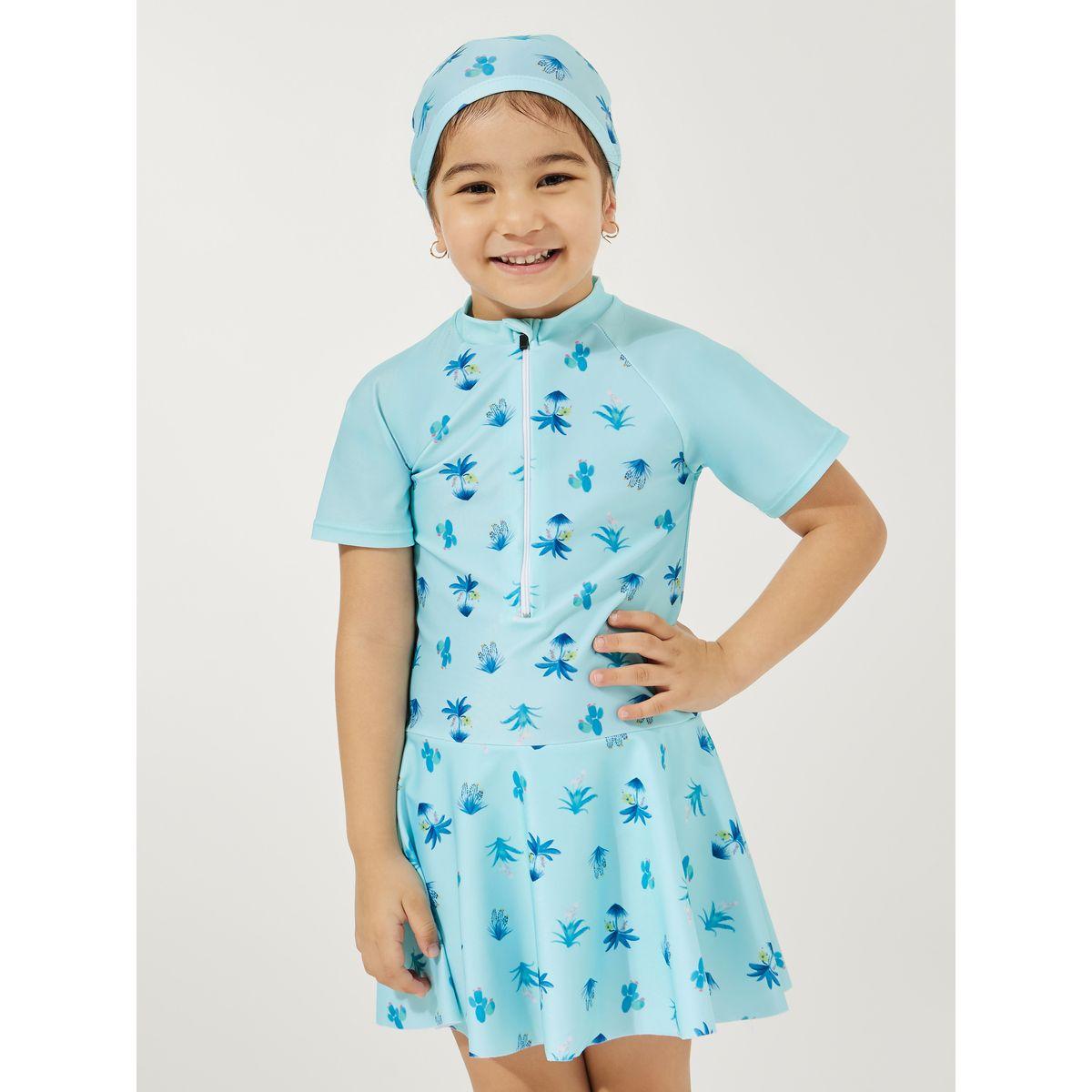 Styli Floral Print Skirted Swimsuit with Cap-girls-clothing-swimwear-image-6