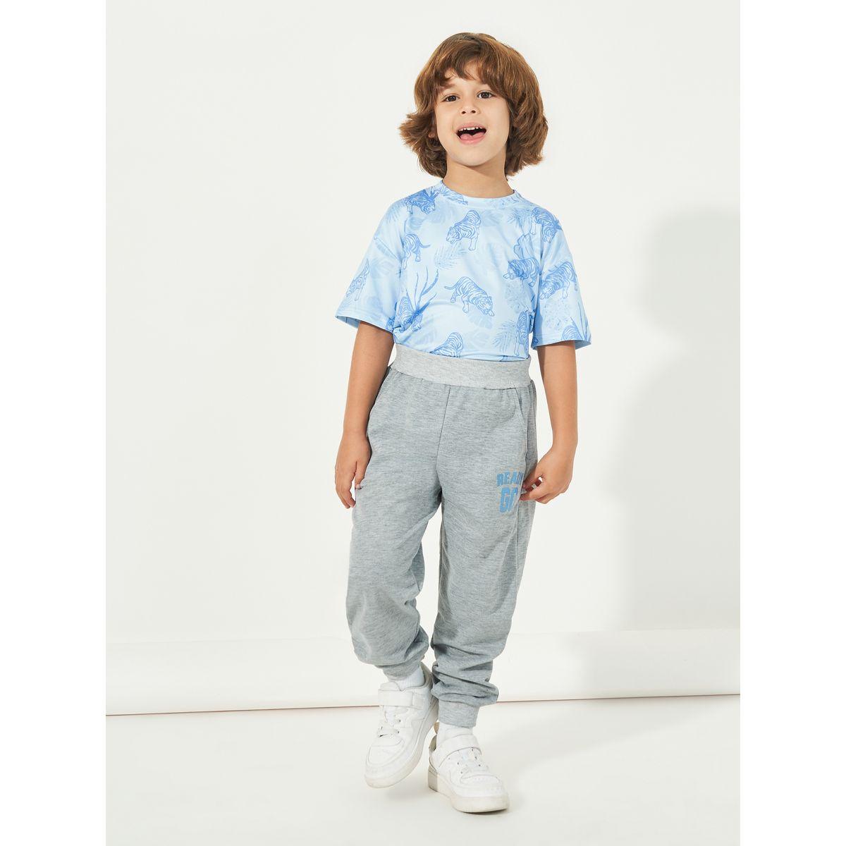 Styli Letter Print Slant Pocket Cotton Joggers-boys-clothing-bottoms-joggersandtrackpants-image-2