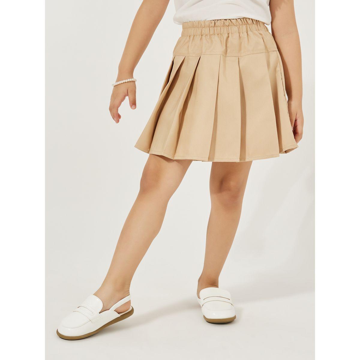 Styli Elastic Waistband Pleated Preppy Skirt-girls-clothing-bottoms-skirts-image-1