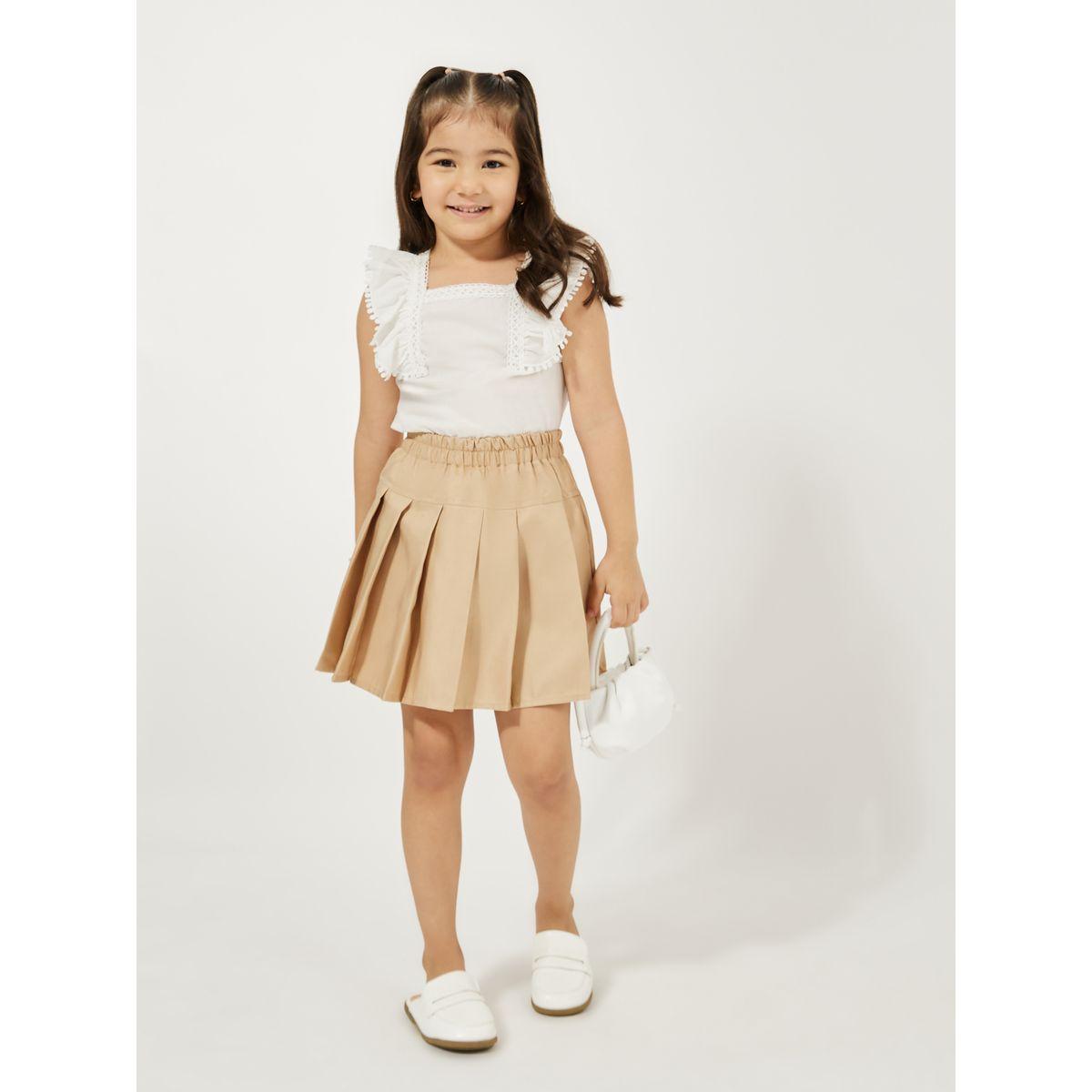 Styli Elastic Waistband Pleated Preppy Skirt-girls-clothing-bottoms-skirts-image-2