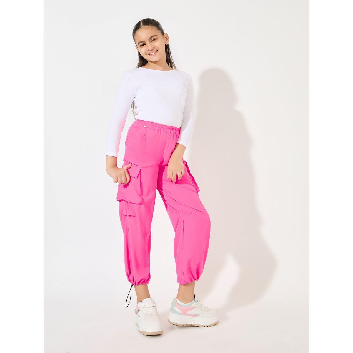 بنطال كارجو سادة مع حواف مكبلة-girls-clothing-bottoms-trousers-image-2