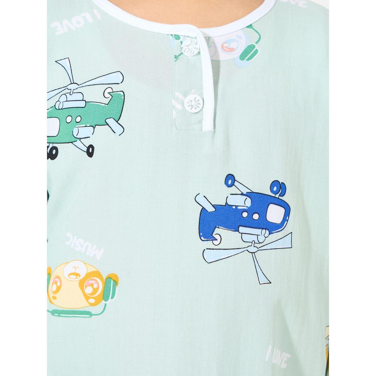Styli Helicopter Print Long Sleeves T-Shirt & Pyjama Set-boys-clothing-nightwear-image-3