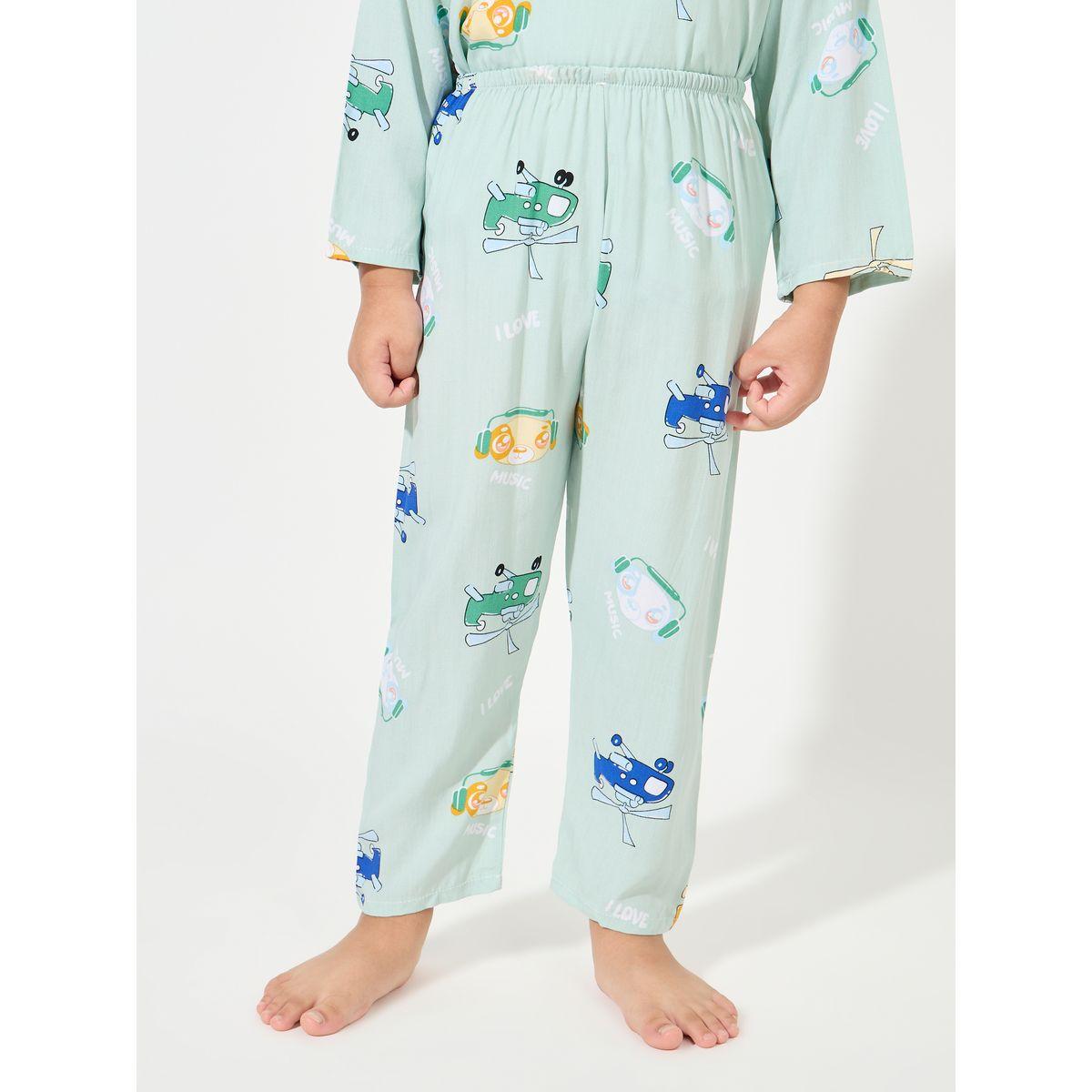 Styli Helicopter Print Long Sleeves T-Shirt & Pyjama Set-boys-clothing-nightwear-image-5