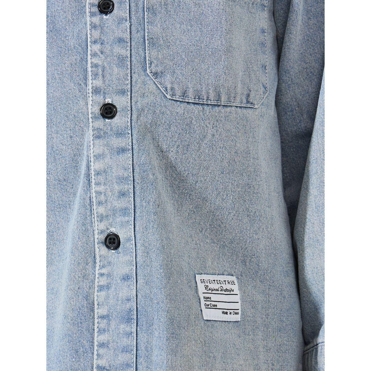 Styli Solid Denim Shirt Jacket with Pocket-boys-clothing-jacketsandcoats-image-3
