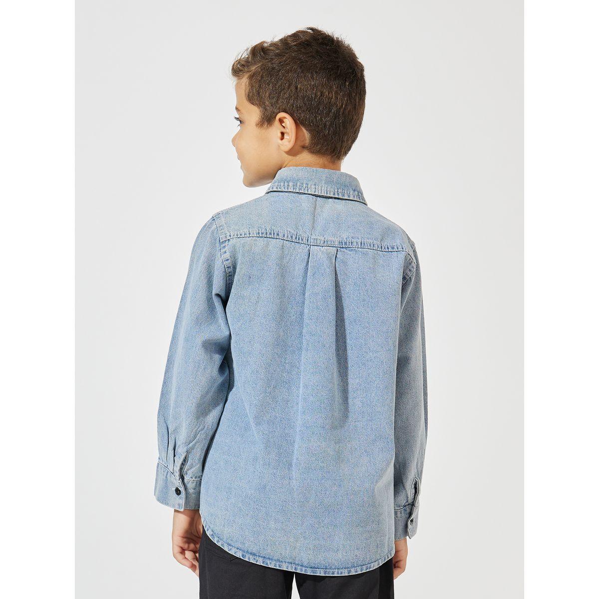 Styli Solid Denim Shirt Jacket with Pocket-boys-clothing-jacketsandcoats-image-4