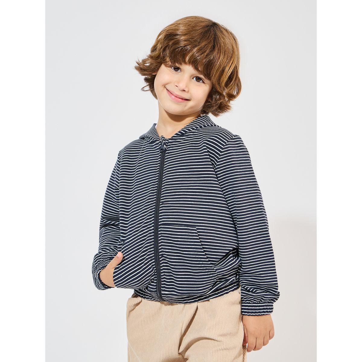 Styli Striped Hooded Zip Front Jacket-boys-clothing-jacketsandcoats-image-1