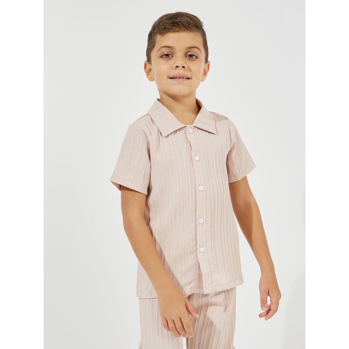 Styli Button Placket Textured Shirt & Pants Set-boys-clothing-setsandcoords-image-2