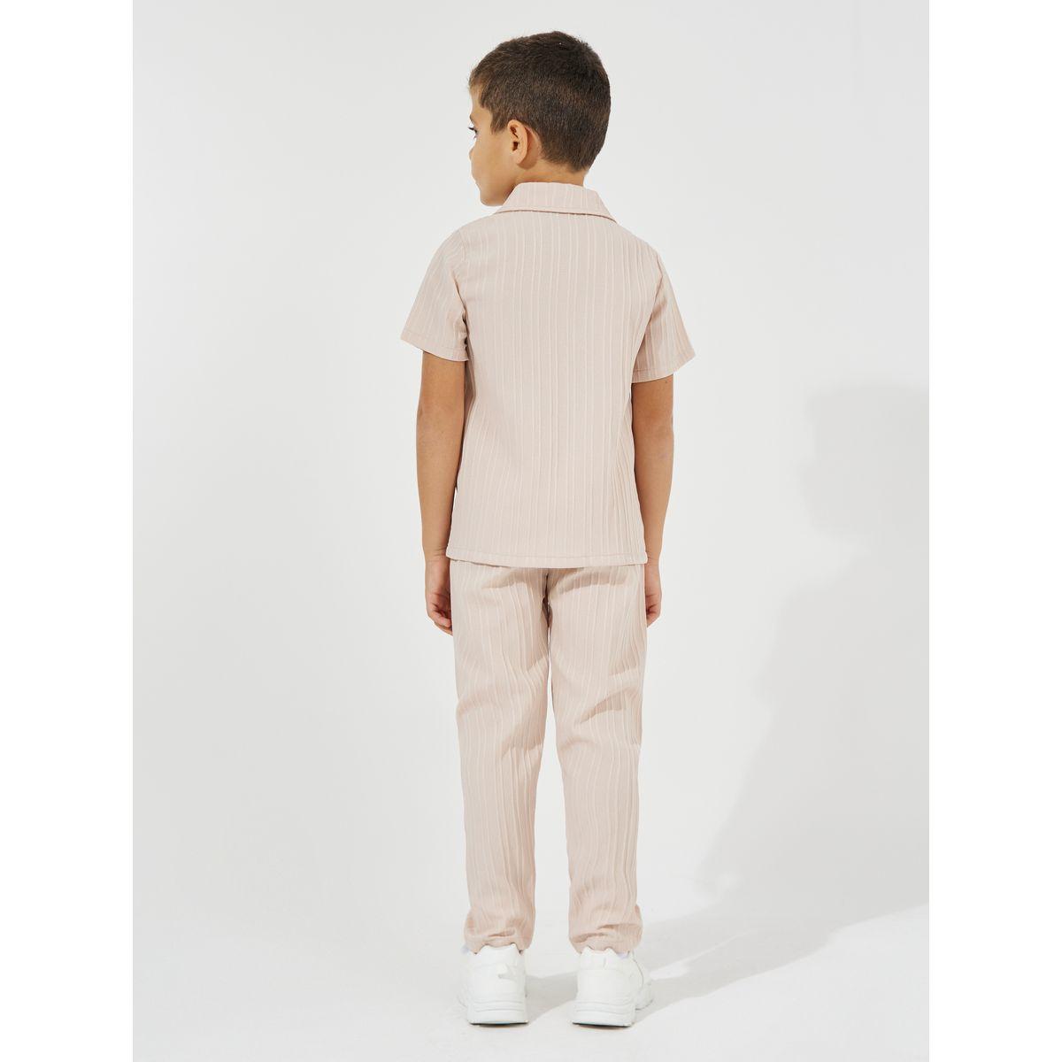 Styli Button Placket Textured Shirt & Pants Set-boys-clothing-setsandcoords-image-4