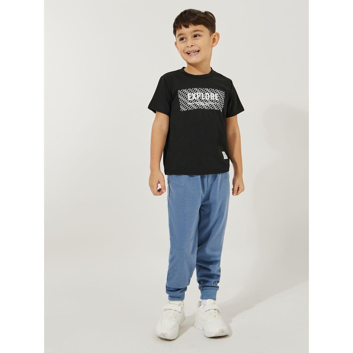 Styli Graphic Print T-Shirt & Plain Joggers Set-boys-clothing-setsandcoords-image-1