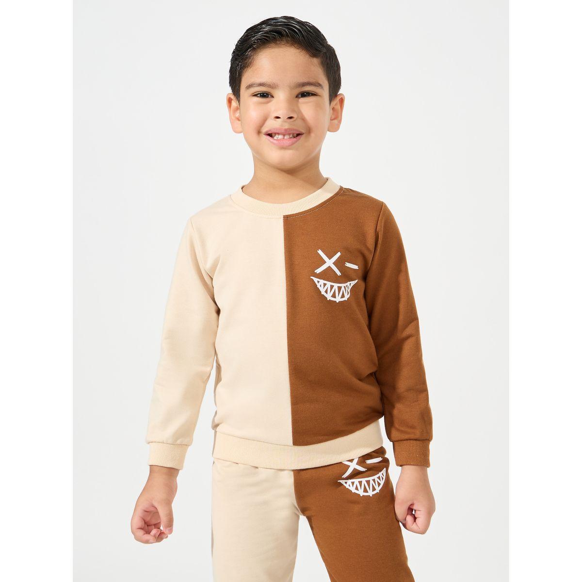 Styli Printed Color Block Lightweight Sweatshirt & Joggers Set-boys-clothing-setsandcoords-image-2