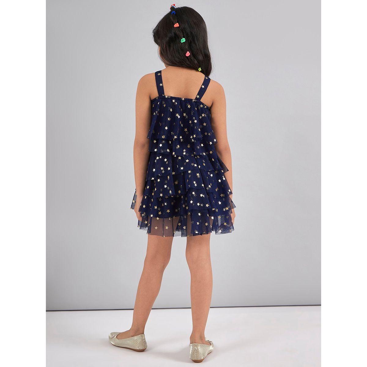 فستان بطبقات وتفاصيل شبكية مع طبعة نجوم ستايلو بَج × ستايلي-girls-clothing-dressesandjumpsuits-image-5