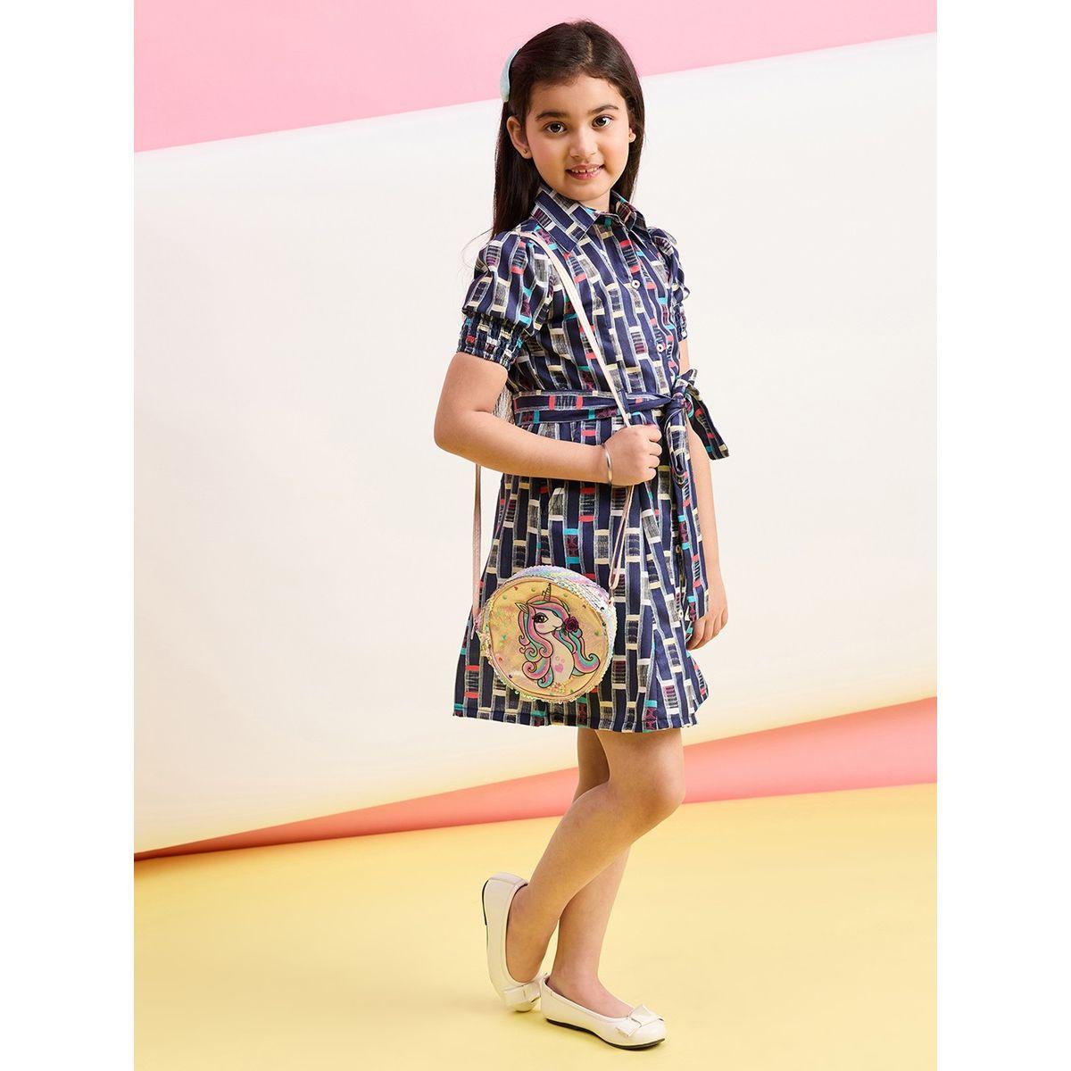 Stylo Bug X Styli Geometrical Print Shirt Dress with Tie Belt-girls-clothing-dressesandjumpsuits-image-2