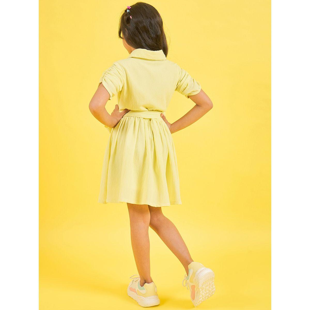 فستان قصير سادة بياقة وازرار غلق ستايلو بَج × ستايلي-girls-clothing-dressesandjumpsuits-image-4