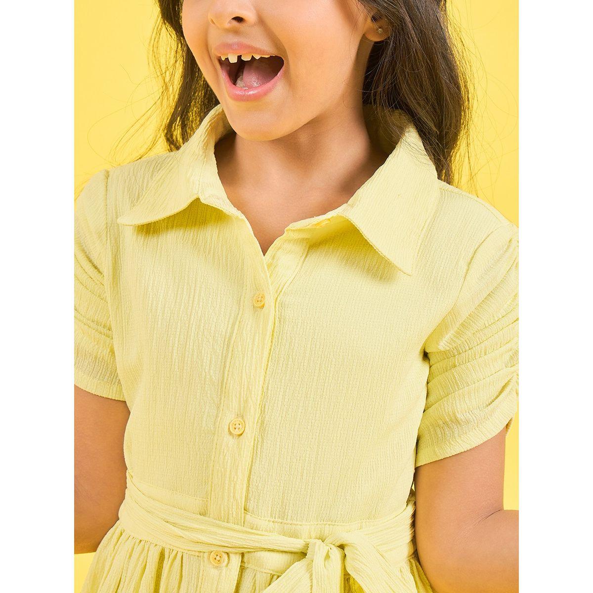 فستان قصير سادة بياقة وازرار غلق ستايلو بَج × ستايلي-girls-clothing-dressesandjumpsuits-image-5