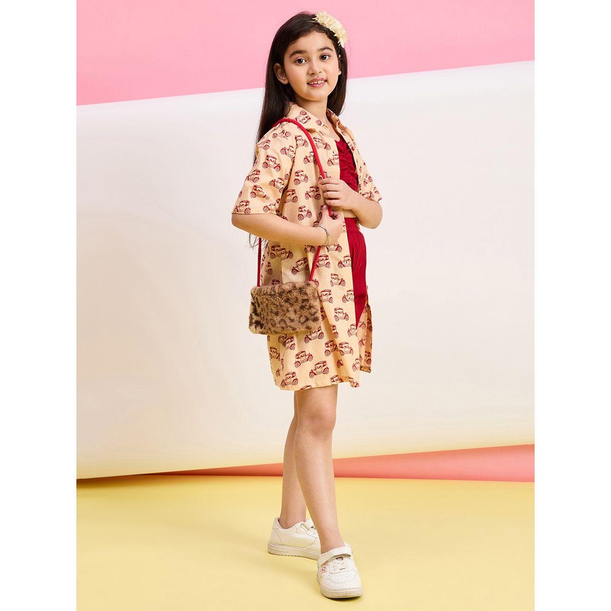 مجموعة من 3 - شورت وبلوزة قصيرة مع بلوزة بطبعة جرافيك ستايلو بَج × ستايلي-girls-clothing-setsandcoords-image-2