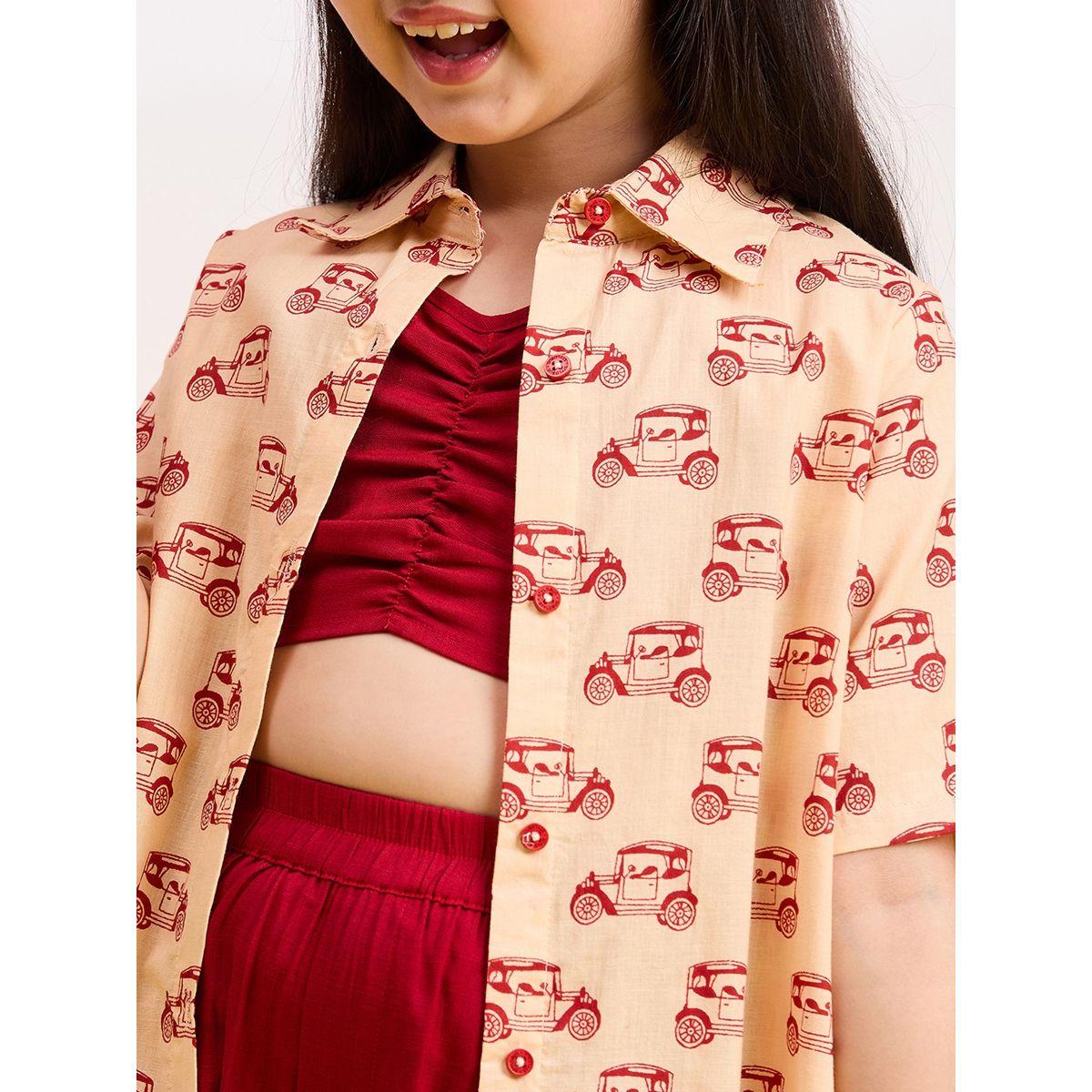 مجموعة من 3 - شورت وبلوزة قصيرة مع بلوزة بطبعة جرافيك ستايلو بَج × ستايلي-girls-clothing-setsandcoords-image-5