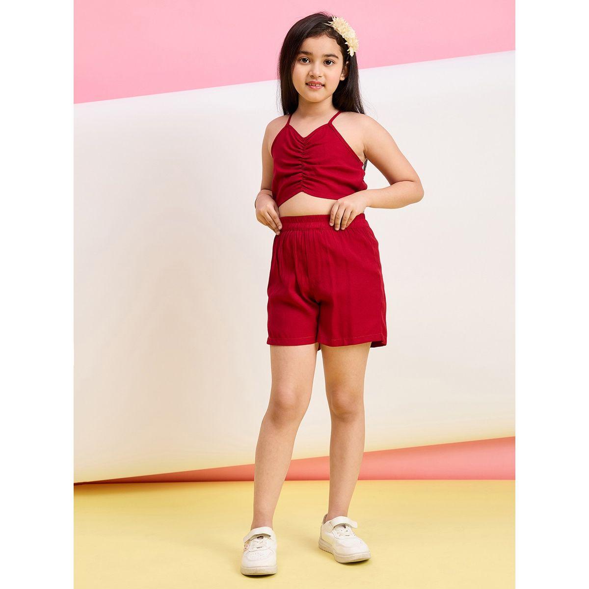 Stylo Bug X Styli Pack of 3- Car Graphic Print Shirt, Crop Top & Plain Short-girls-clothing-setsandcoords-image-7