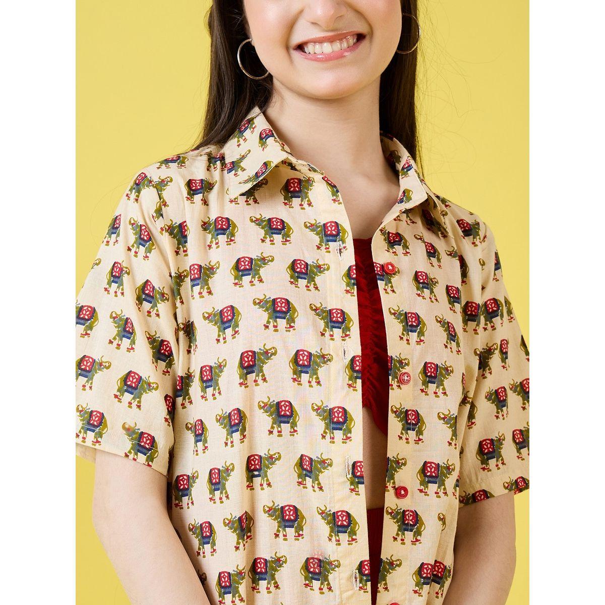 مجموعة من 3 - شورت وبلوزة قصيرة مع بلوزة بطبعة حيوان ستايلو بَج × ستايلي-girls-clothing-setsandcoords-image-5
